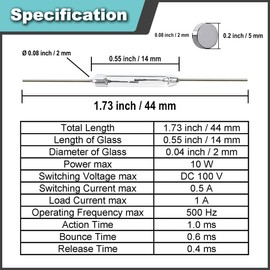 JYUDAUFU 30 Pcs Y213 Glass Reed Magnet Switch 2 × 14 mm/Normally Open (NO) Contact Sensor/Magnetic Induction Switch with Multi-Use Magnet Pieces for Door Window Sensor Alarm