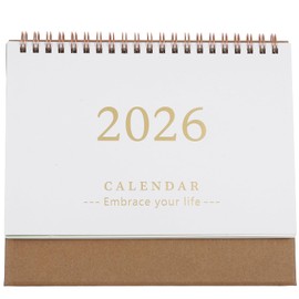 SHINEOFI Desk Calendar 2025-2026 Small Desktop Standing Flip Calendar for Home School Office Monthly Planner Brown 19x16.5cm