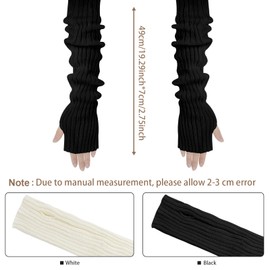 AUYAO 1/2 Pieces Winter Arm Warmers Women's Thermal Knitted Fingerless Gloves Warm Knitted Hand Warmers Unisex Short/Long Arm Warmers Pulse Warmer Child Winter Gloves with Thumb Hole Over (21 ~ 50