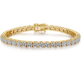 Jiahanzb Silver Tennis Bracelet for Women Sterling Silver Tennis Bracelet Cubic Zirconia Diamond Bracelet, Silver