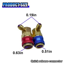 AC R134a Quick Coupler Adapter, 90 Degree Angle High Low Connector Kit with 1/4" SAE Male Flare, Auto Air Condition Freon Manifold Gauge Hose Conversion Set