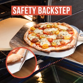 Chef Pomodoro Pizza Peel 12 Inch x 14 Inch (30 x 36 cm), Pizza Paddle with Safety Backstep and Foldable Wood Handle for Easy Storage, Gourmet Luxury Pizza Turning Peel for Baking Homemade Pizza