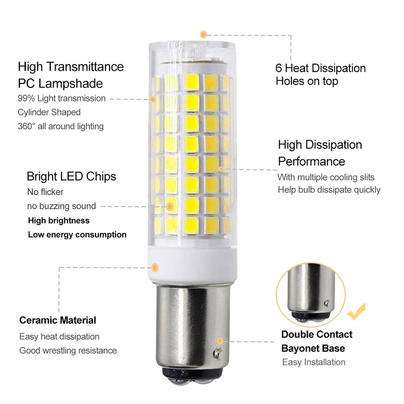 VYAOMLI BA15D LED Bulbs 120V 5W, Double Contact DC Bayonet