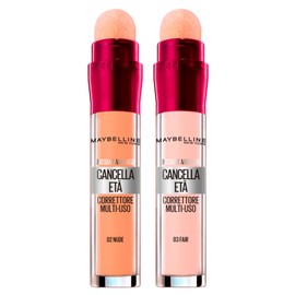 Maybelline New York Flüssig-Korrekturstift, entfernt ab 03 Fair + 02, Nude mit Goji-Beeren und Haloxyl, deckt Augenringe und kleine Falten mit Schwammapplikator ab – 2er-Set