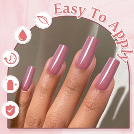 EternalClassic Dark Pink Medium Press on Nails Square, Glossy Square Press on Nails Medium Fake Nails with Glue, 120pcs Acrylic Nails Press ons Full Cover False Nails
