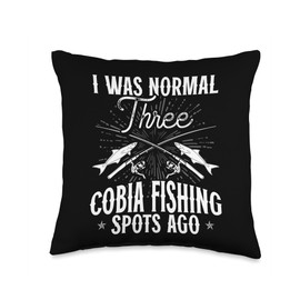 Cobia Fisher Rod and Reel Combo Fishing Season Fisherman Throw Pillow