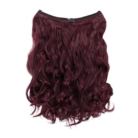 CAISHA 20" 1 Weft Extension With Elastic Band Hair Extensions Hairpiece Wavy Burgundy Red E114-1