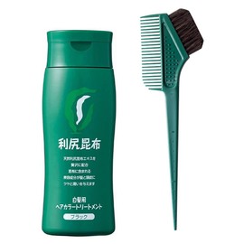 Rishiri Hair Color Treatment (Black) 7.1 oz (200 g) + Horsehair Brush & Comb for Color Care