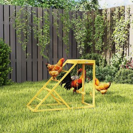 PawHut Chicken Activity Play for Healthy & Happy Animals, Swing Set with Chicken Perches & Hen Ladder, Coop Toy, Gray