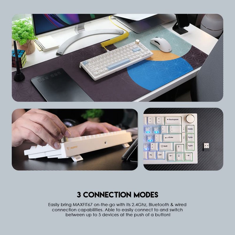 FANTECH MAXFIT67 3-Mode Custom Mechanical Gaming Keyboard RGB Backlit, 65%