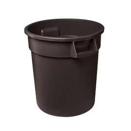 10 Gallon Brown Round Commercial Trash Can / Ingredient Bin, Kitchen Waste Bin, Indoor Trash Can, Trash Bin, Durable Wastebasket, Garbage Can, Round Decorative Waste Receptacle for Office or Store