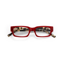 eyebobs Peckerhead Unisex Premium Readers, Red Front with Black and White Tortoise Temples, 2.75 Magnification