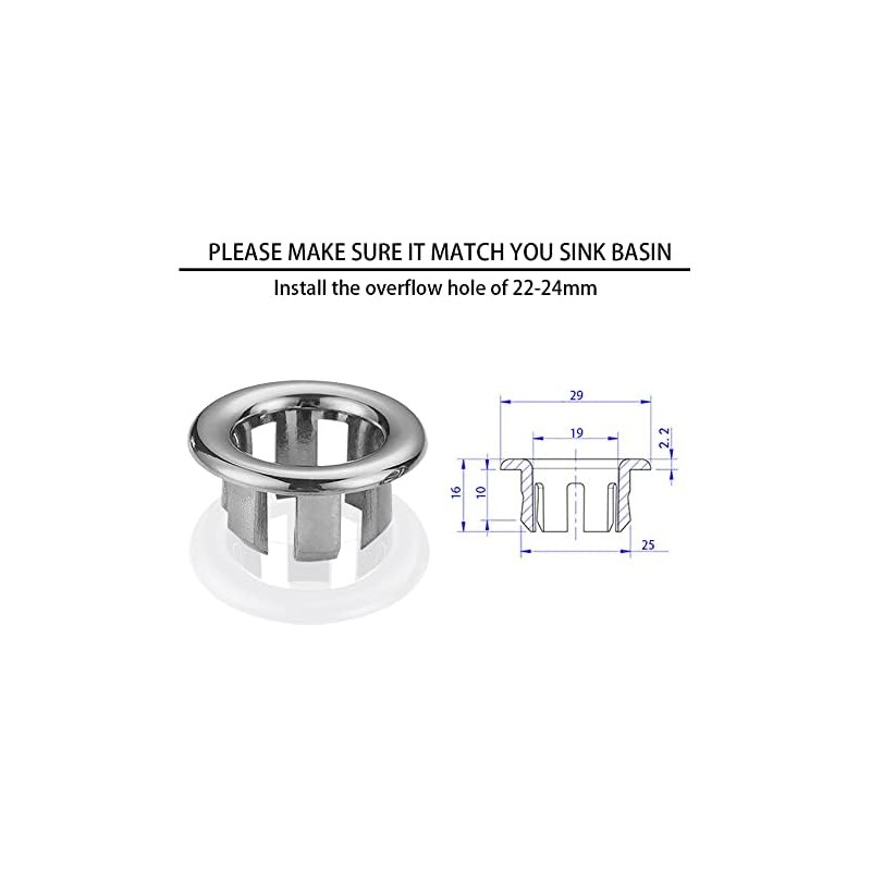 SKYPIA 3x Bathroom Kitchen Sink Hole Round Overflow Cover Basin