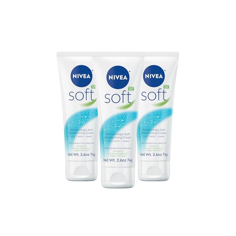 NIVEA Soft Moisturizing Creme, 2.6 Ounce (Pack of 3)