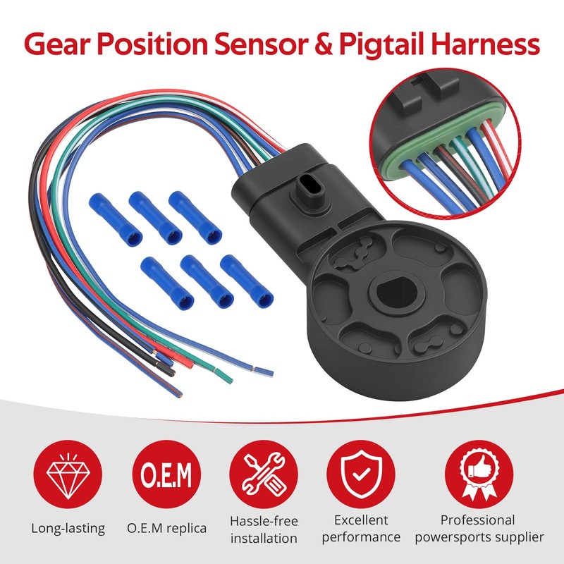 JAVIK Gear Position Switch Sensor & Pigtail Harness for Sportsman
