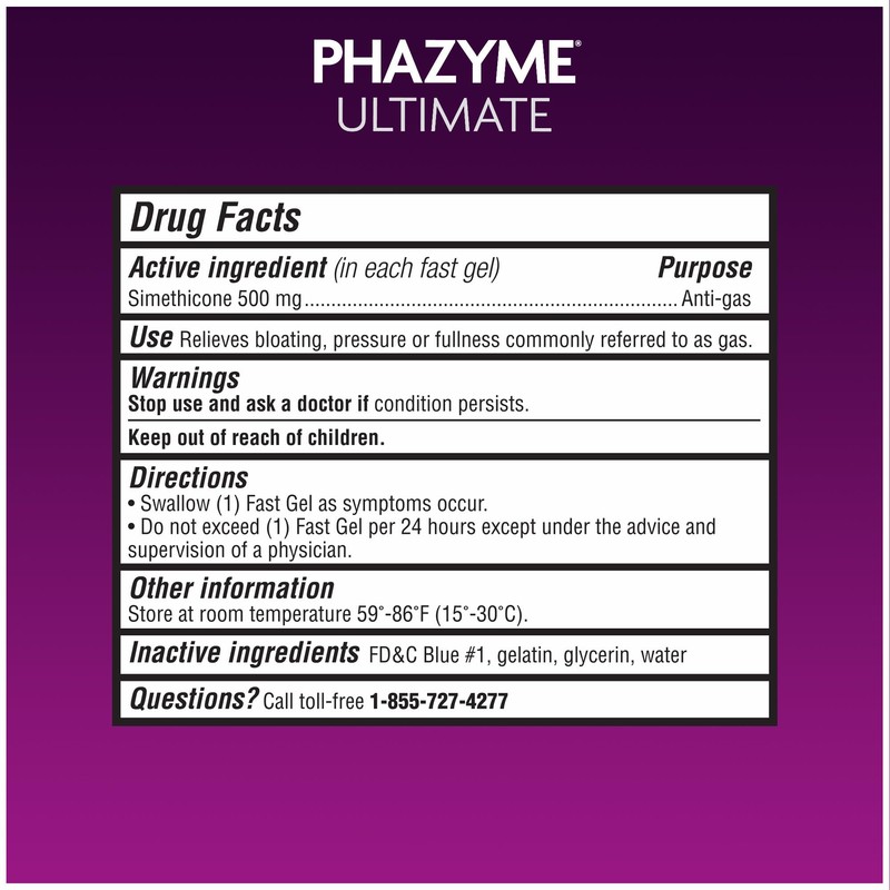 Phazyme Ultimate Strength Anti-Gas 500 mg Simethicone Gas Relief for