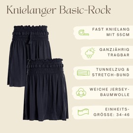 Vishes Short basic women's skirt, one size fits all, 34-46, handmade from 100% cotton, skirt with stretch waistband, ideal for warm and cold months, sustainable alternative clothing, black
