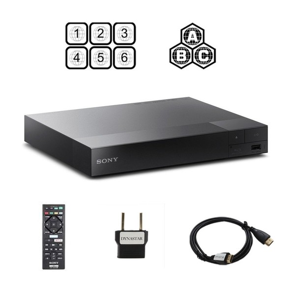 Sony BDP-S1700 Multi Region Blu-ray DVD, Region Free Player 110-240 Volts, HDMI Cable & Dynastar Plug Adapter Package Smart/Region Free