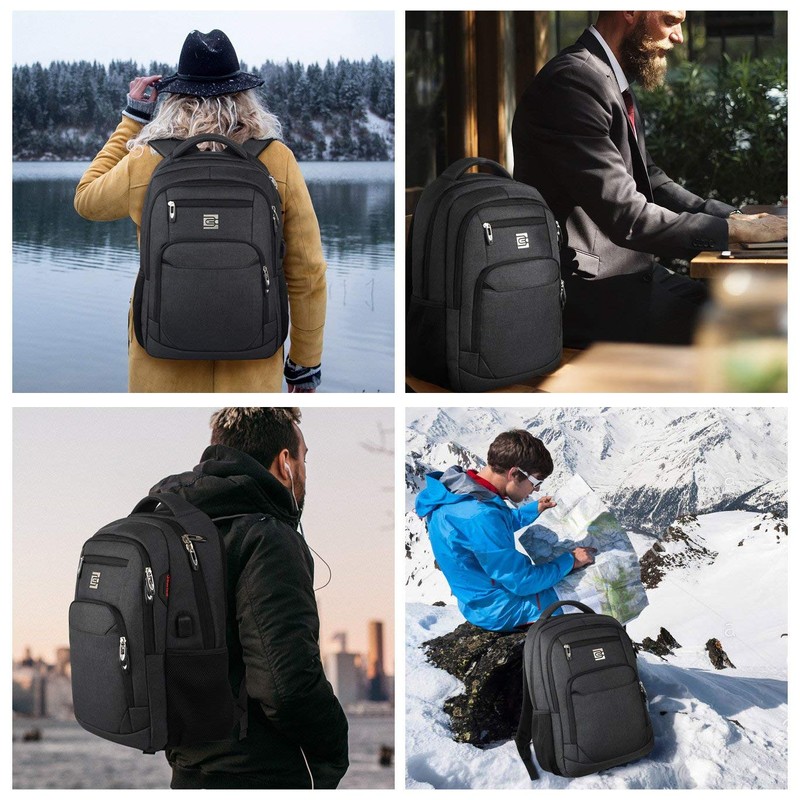 KASIBON Laptop Backpack with USB Charging&Headphone Port,Anti-Theft with Breathable Padded