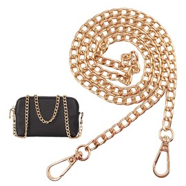 BLOOPIC 1PC Gold Wallet Chain Metal Shoulder Strap Replacement Bag Chain 120cm Length Flat Chain Wallet Handbag with Metal Clip
