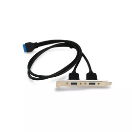 SolutionCables 2ft USB 3.0 Panel Mount Dual Port to 20 Pin Motherboard Header Cable - Black