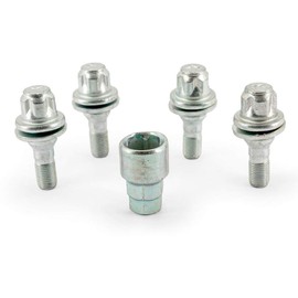 H&R Rim Lock Set M12 x 1.25 x 36 mm Flat Collar - 4 Rim Lock Screws with Adaptor Silver