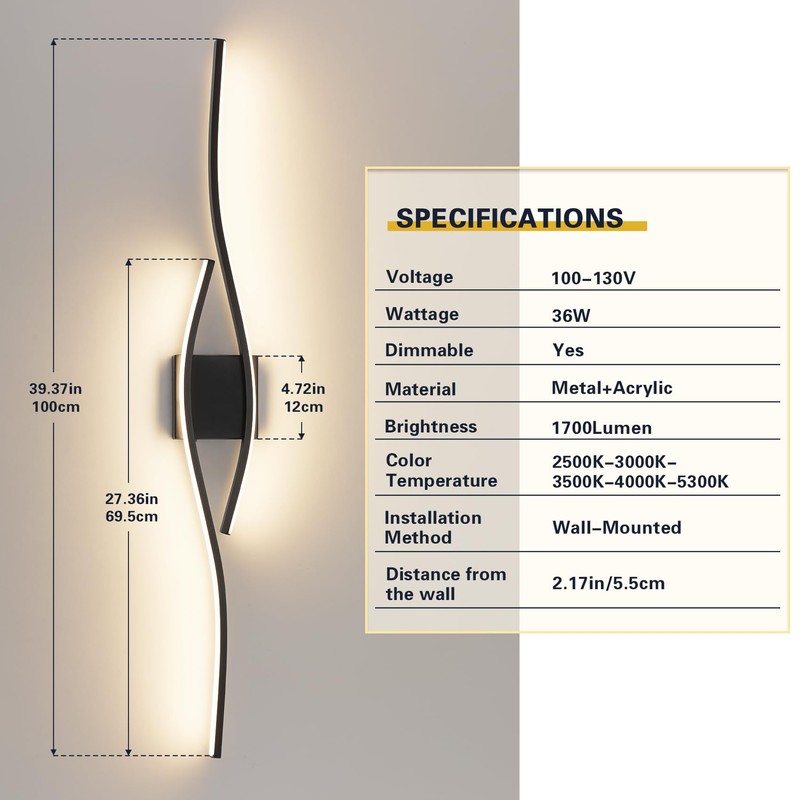 Joossnwell Bathroom Light Fixture Over Mirror 39.37 Inch Vanity Lights