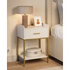 Acodaiuy Nightstand with Charging Station,3-Tier Modern Bedside Table Night Stand