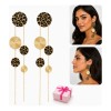 QinmiGarden - Aretes Extra Largos Mujer Leopardo Con Cadenas Y