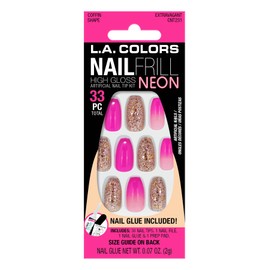 L.A. COLORS Nail Frill High Gloss Coffin Nail Tip Kit, Extravagant CNT231