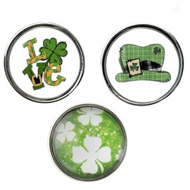 Dragonfly Spirit Designs Snap Charm Shamrock Set of Three 20mm 3/4" Diameter