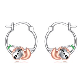 Sloth Earrings Jewelry Sterling Silver Animal Sloth Huggie Hoop Earrings Gifts for Women