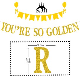 You're So Golden Banner, Happy Golden Birthday Bunting Sign, Birthday Party Decorations Supplies for Boys Girls Men Women