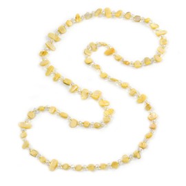Avalaya Daffodil Yellow Shell/Transparent Glass Crystal Bead Long Necklace/120cm L