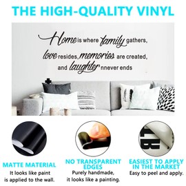 Inspirational Quotes Family Wall Stickers: Home Vinyl Art Wall Decals for Kitchen Living Room - Home is Where The Family Gathers 23" X 9"