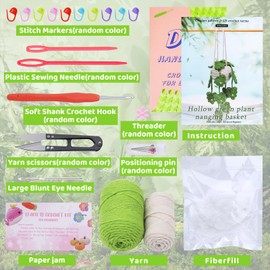 kdafio Crochet Kit for Beginners, Hanging Potted Plants Crochet Starter Kit with Step-by-Step Instructions and Video Tutorials Complete Crochet Kit for Beginners Decoration (Yellow Green Plants)
