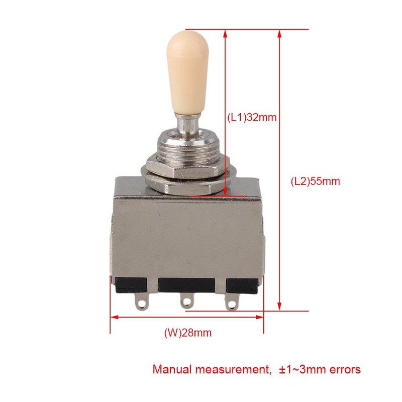 Yibuy Metal 3 Way Toggle Switch Guitar Toggle Switch Chrome