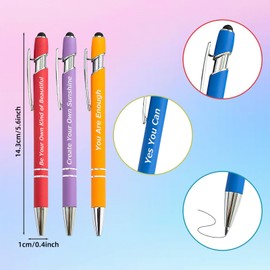 200 Piece Inspirational Pens Kit with Stylus Tip & Sayings – 100 Motivational Pen + 100 Individual Bags – Uplifting Quote & Positive Ideas – For Teachers, Office, School, Meetings, Team Events