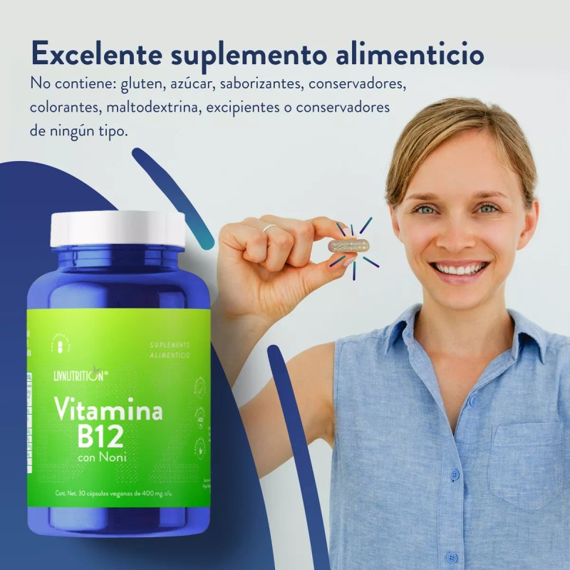 Liv Nutrition- Vitamina B12 Con 60 Cápsulas De 400mg