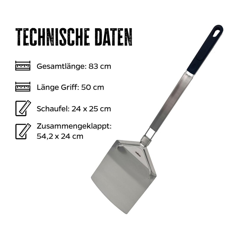 Grillfürst XXL Pizza Server Stainless Steel Folding Pizza Peel with