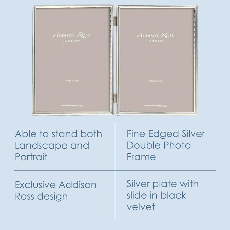 Addison Ross, Essentials Photo Frame, Silver Plate Double, 4 x