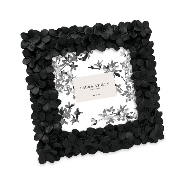 Laura Ashley 4x4 Black Flower Textured Hand-Crafted Resin Picture Frame