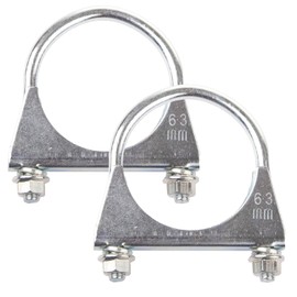 2 Pcs 63mm Exhaust Clamp, Heavy Duty Exhaust Clamps U Clamps, Special Clamp for Exhaust Pipe U-Shaped Galvanized Pipe Clamp, Exhaust U Bolts for 63mm Diameter Exhaust Tail Pipe Clamps