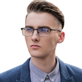 Joopin Blue Light Filter Glasses Men Women Glasses Without Strength and Blue Light Blocking Glasses for Men Women Blue Light Glasses for Gaming PC and TV Unisex, Matt black metal