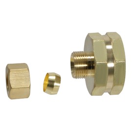 XFITTING 3/8 inch OD Compression x 3/4 inch FHT Garden Hose Threaded Female Adapter, Brass, 1 Piece