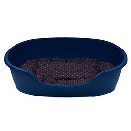 adena Dog Basket 110 x 74 cm Blue + Brown Polka Dots Cushion