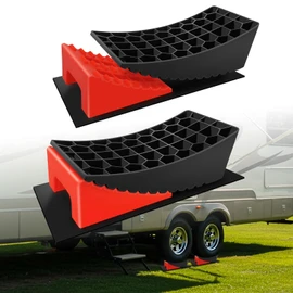 ROBLOCK RV Leveling Blocks Up to G.V.W 35000 LBS, Camper Leveling Blocks with Chocks, Anti-Slip Mats, Carry Bag, RV Leveling System for Travel Trailers, 4" Max Leveling Height, 2 Packs, Red