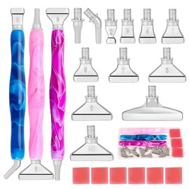 DoreenBow 21Pcs Diamond Art Painting Metal Tips Screw Thread Tips Diamond Art Painting Pen Accessories Multi Placer Tips 5D Diamond Art Painting Tools with 6 Clay, Silvery