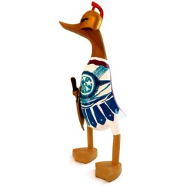 Brave Wings Hand Carved Wooden Bamboo Duck ~ Roman Soldier Duck 28cm High ~ Ornament Sculpture Figurine Statue Unique Table Decoration Home Decor ~ 4537