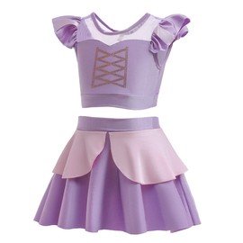 DYMCII Girls Princess Swimwear Two-Piece Tankini Set Bathing Suits Outdoors Beach Surfing Water Park Summer Swimsuits, Sofia 001, 6-7 Years